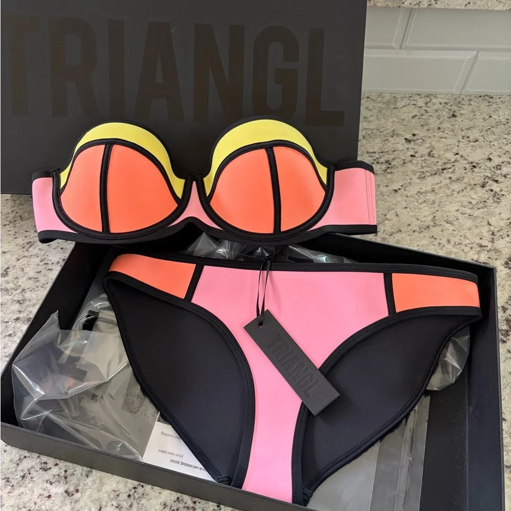 Triangl Swimwear Women's Bikini - Orange, Yellow, and Pink - Picture 2 of 4